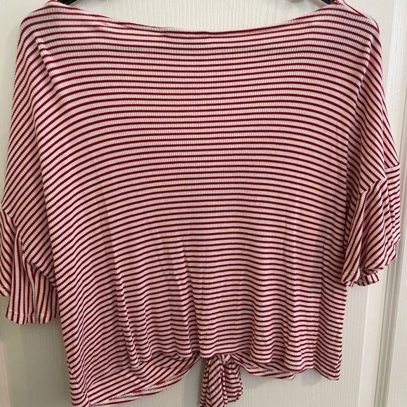 Lush Red and White Striped flowy shirt - Picture 3 of 5